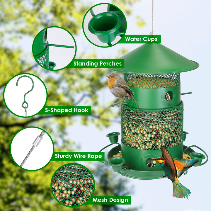 Garden bird feeder with round perches