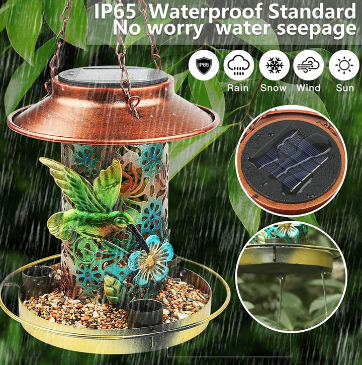 Garden bird feeder with solar light