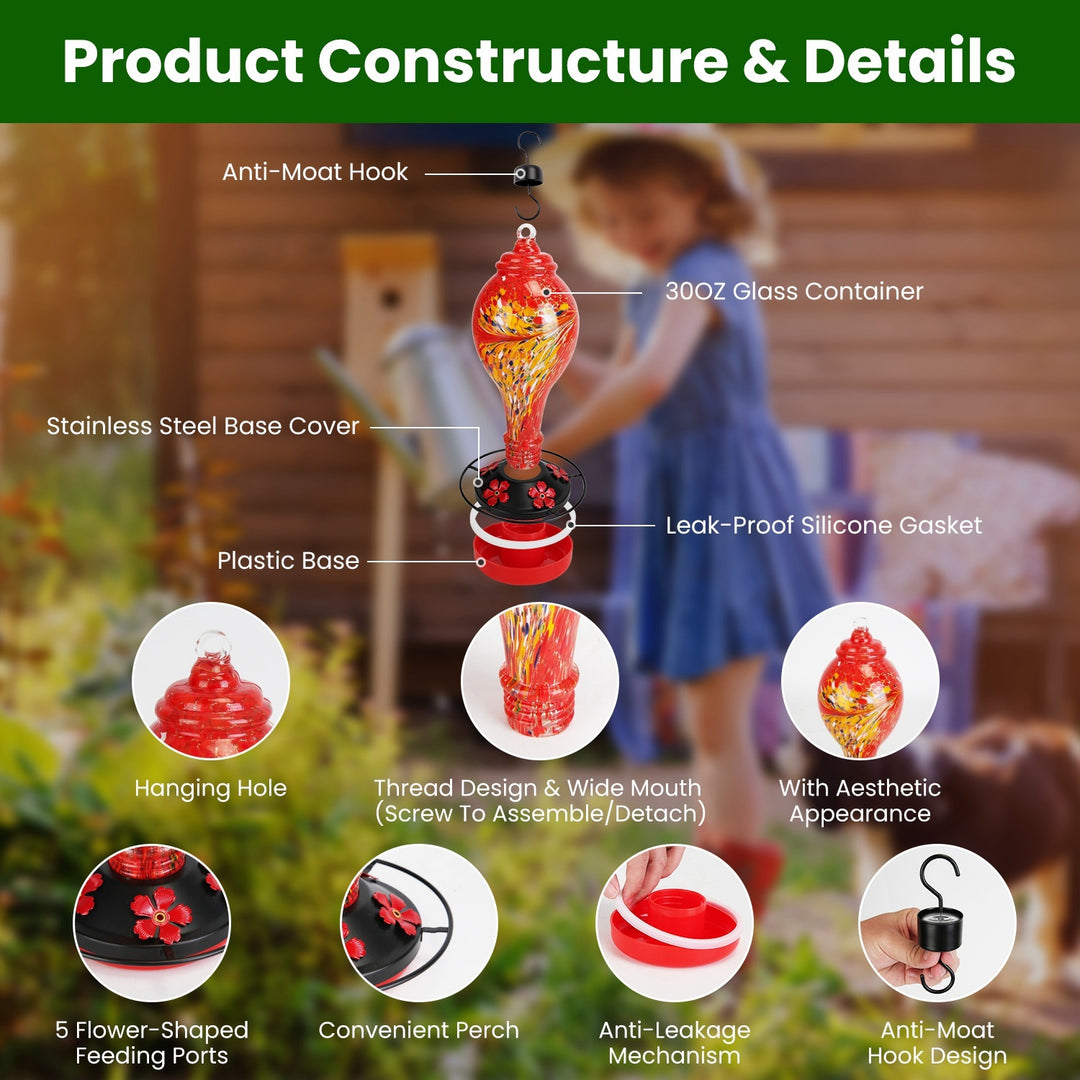 Garden hummingbird feeder with S hook