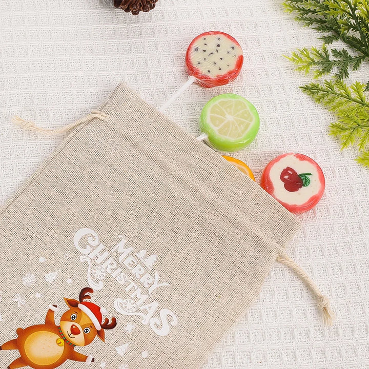 Gift packaging with burlap drawstring pouches