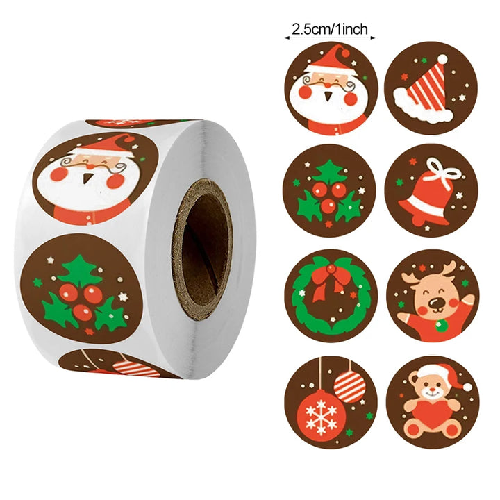 Gift wrapping stickers with Christmas Style