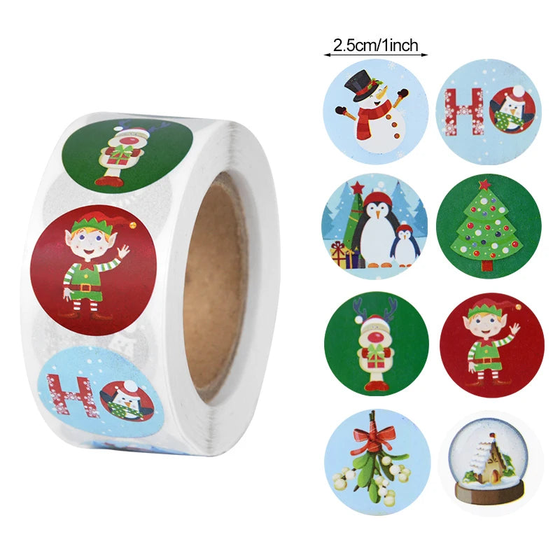 Gift wrapping stickers with Christmas design