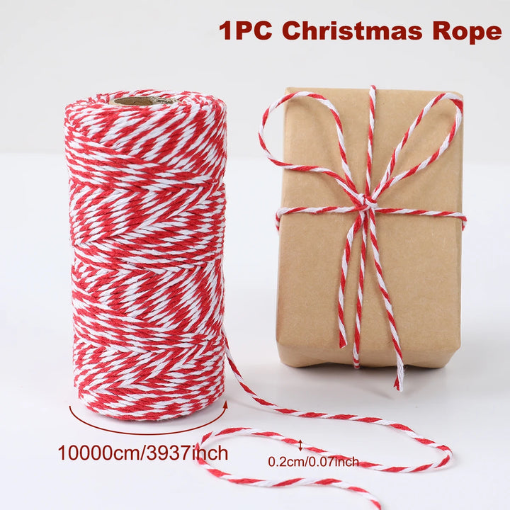 Gift wrapping with Merry Christmas rope