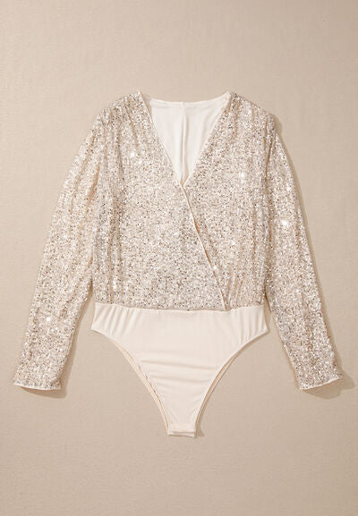 Glam Sequin Wrap Bodysuit sty
ish 