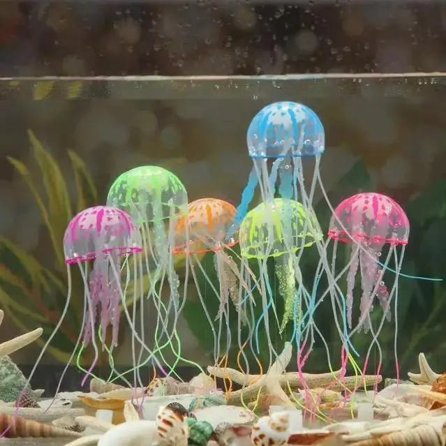 Glowing artificial jellyfish for fish tanks