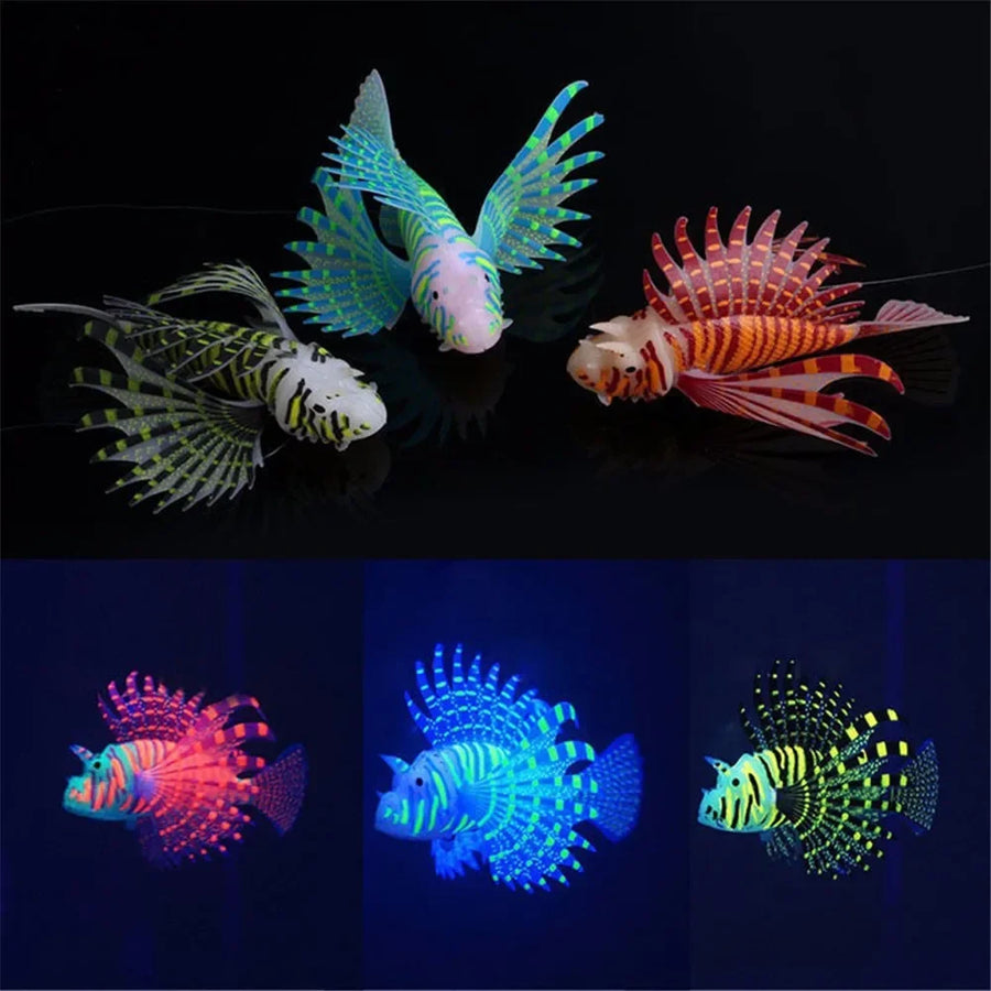 Glowing artificial lionfish for aquariums.