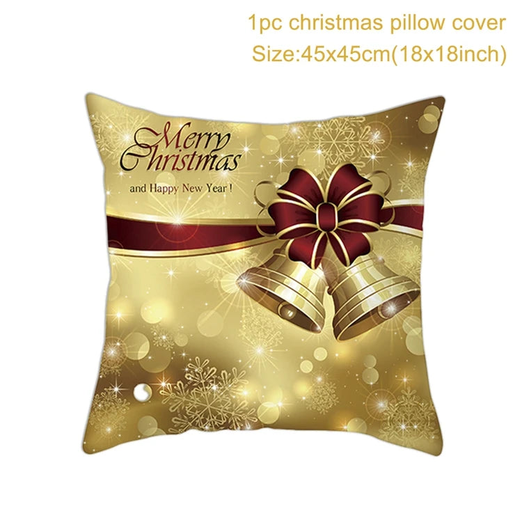 Golden Merry Christmas and Happy New Year pillow Cover