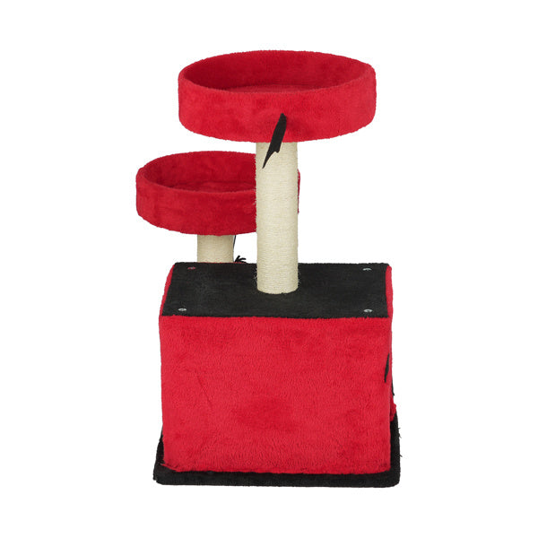 Gothic-style cat tower with padded perches and ladder