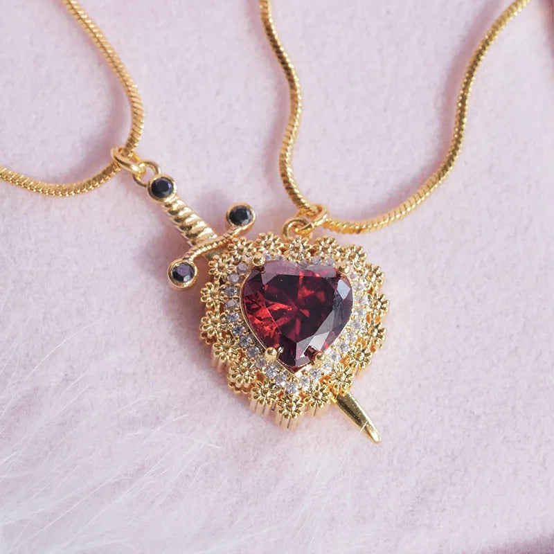 Gothic Heart Dagger Necklace