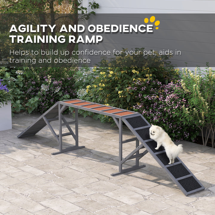 Gray dog ramp for indoor and outdoor training