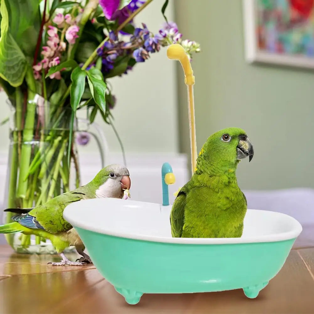 Green Plastic Bath For Parrot