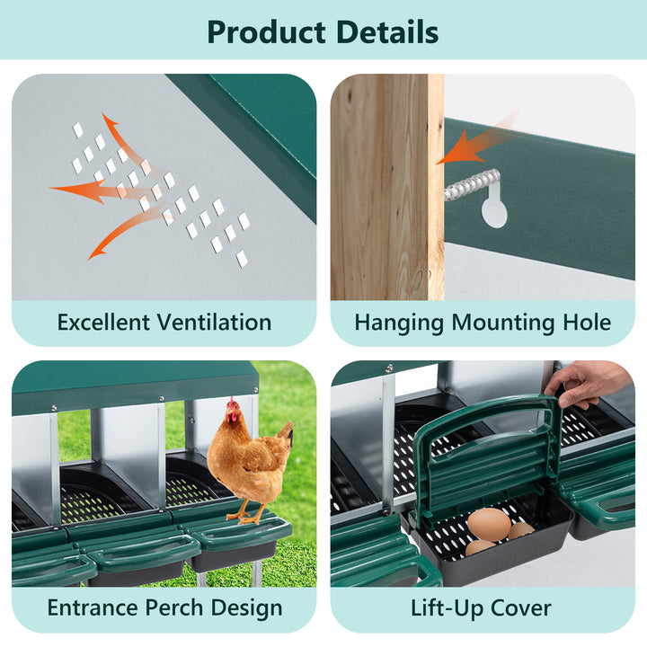 Green chicken nesting box cover