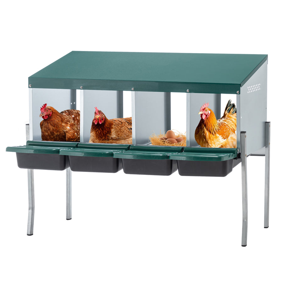 Green four-hole chicken nesting box