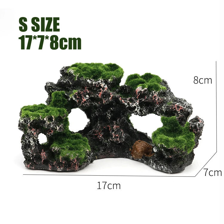 Green rock aquarium landscaping accessory