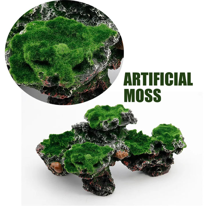 Green rockery for fish tank decoration