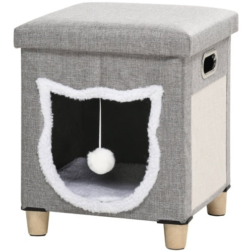 Grey detachable cushion cat bed