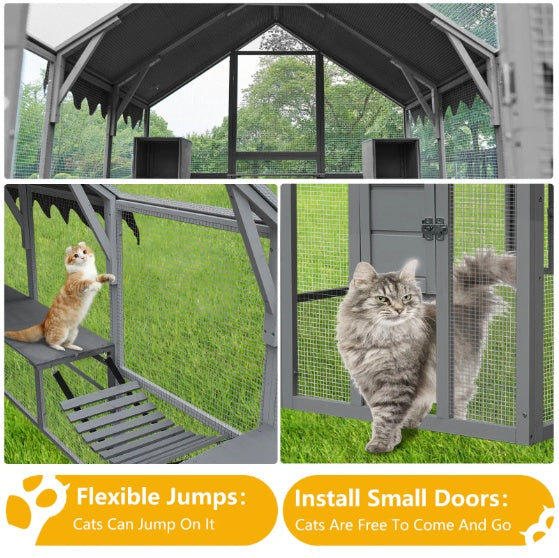 Grey waterproof cat enclosure for kittens