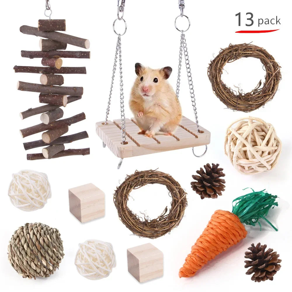 Guinea Pig Play and Chew Wooden Set