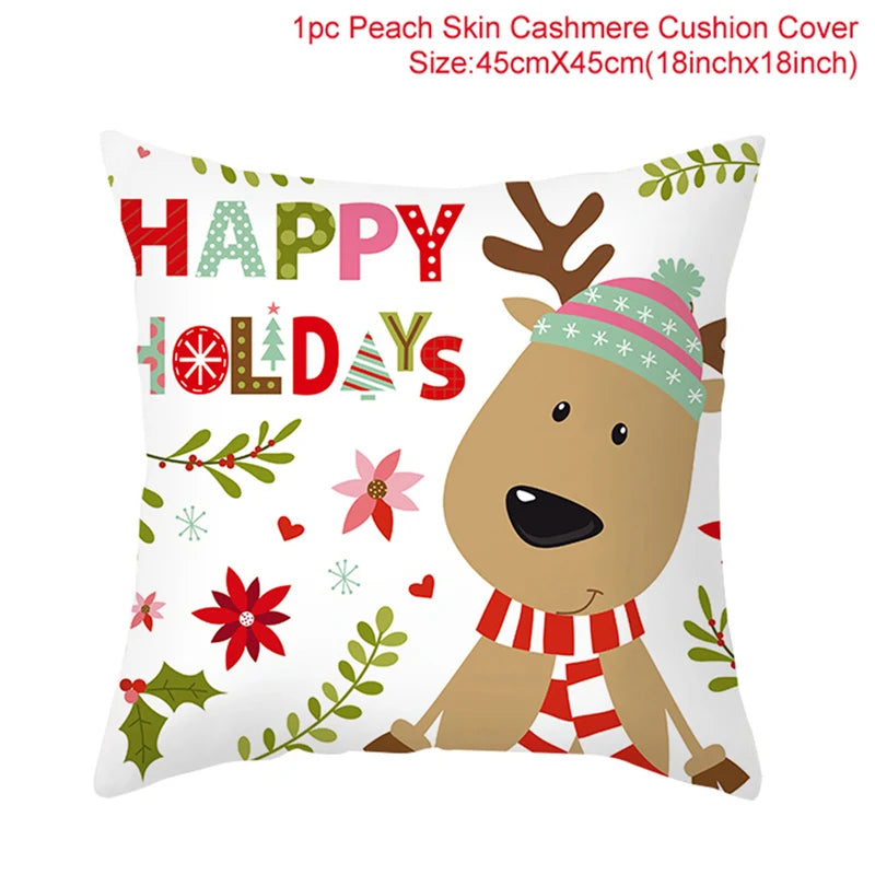 Soft cushion cover with Happy Holidays print