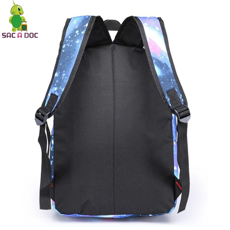 Black Bag Fashionable Rucksack Rose Flower With Alphabet | Boys & Girls Hiking Backpack