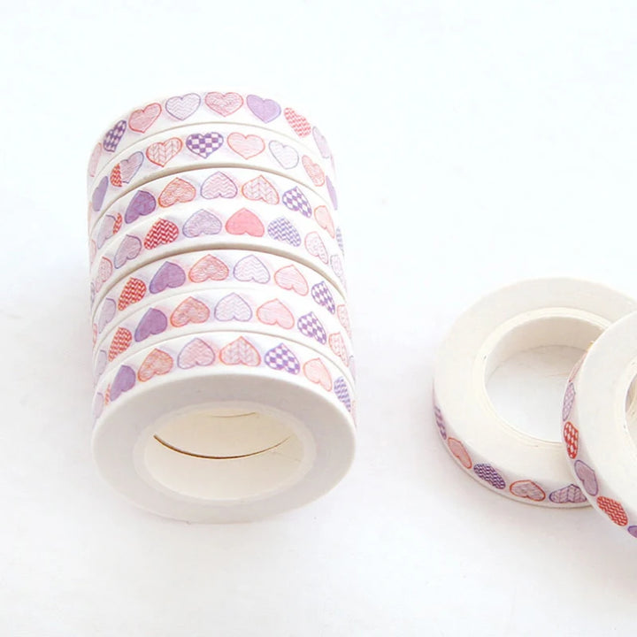 7mm*10m Decoration Heart Tape | Decoration Scrap Booking | Sticker Masking Tape School Supplies