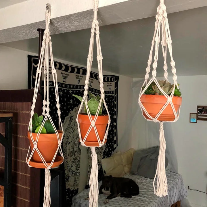 Handmade Plant Hanger - Hanging Basket for Flower Pots, Wall, and Garden Decor