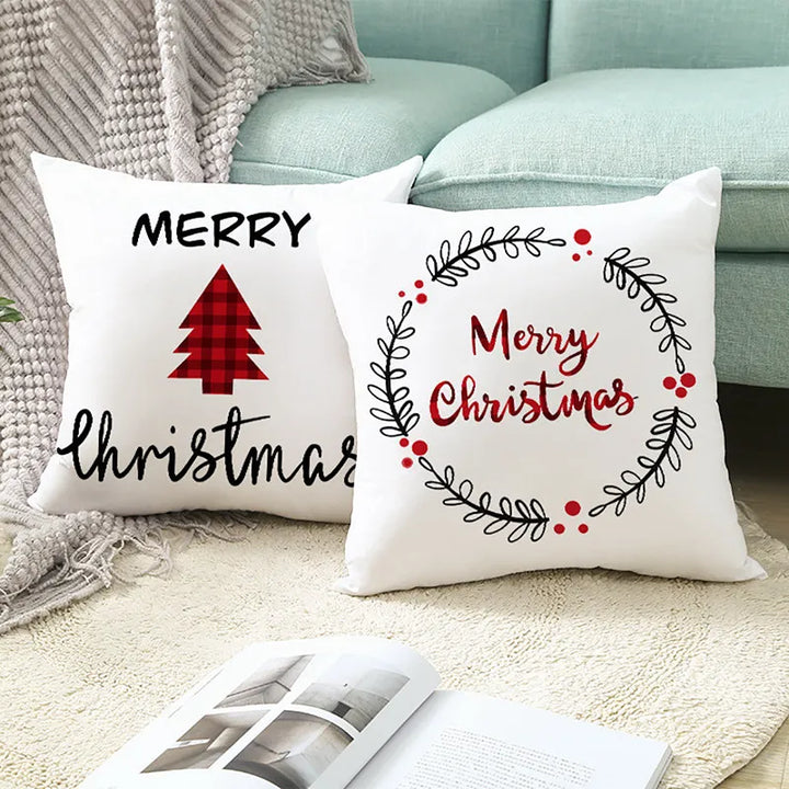 Close-up view of Christmas pillow cover