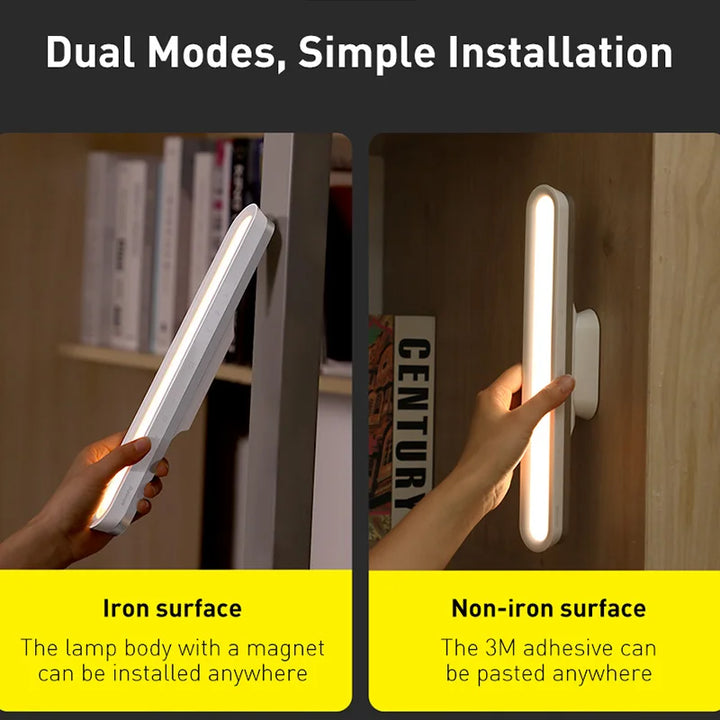 Magnetic LED Desk Lamp - Stepless Dimming, Chargeable Night Light for Closet and Wardrobe