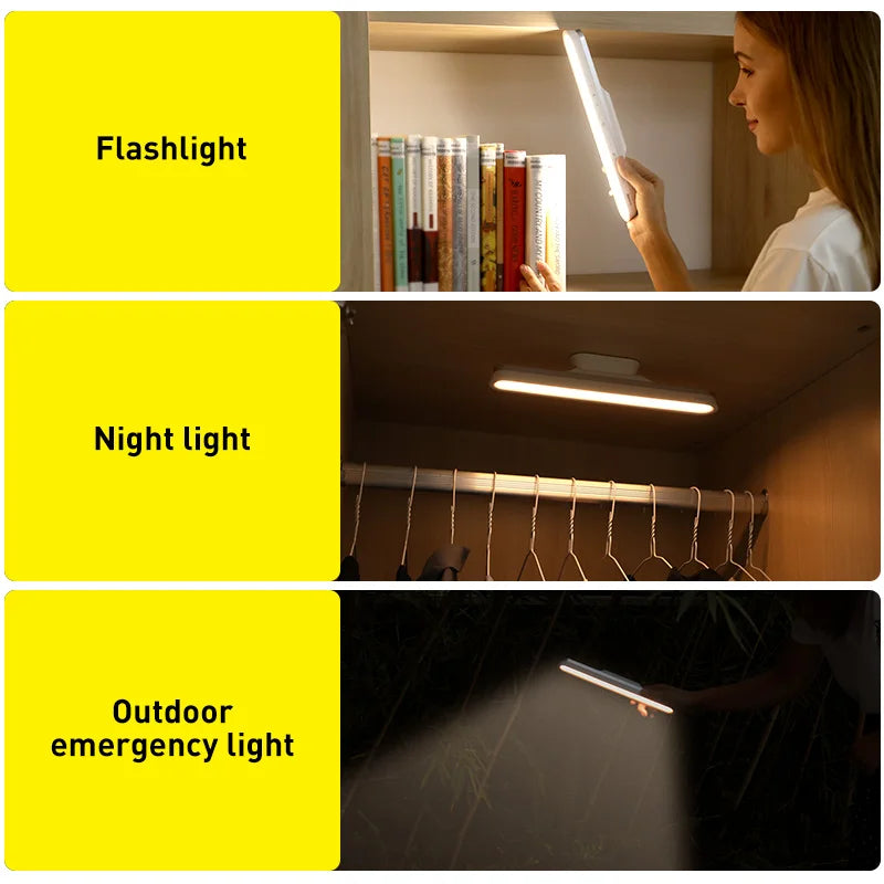 Magnetic LED Desk Lamp - Stepless Dimming, Chargeable Night Light for Closet and Wardrobe