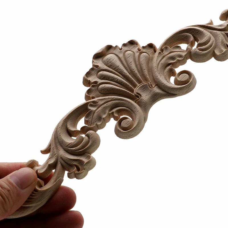 Natural Floral Wood Carved Figurines Crafts Corner Appliques Frame Decor