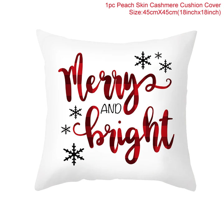 Merry and Bright Christmas Pillow Cover