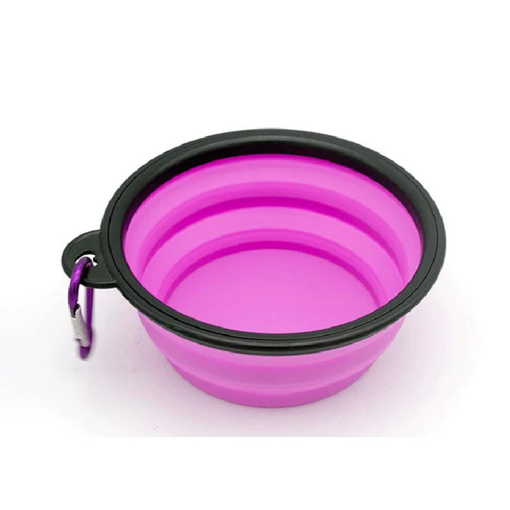 Dogs Feed Supplies Folding Silicone Bowl Portable Puppy Water Container with Carabiner Folding Cats Bowl Travel Pets Accessories