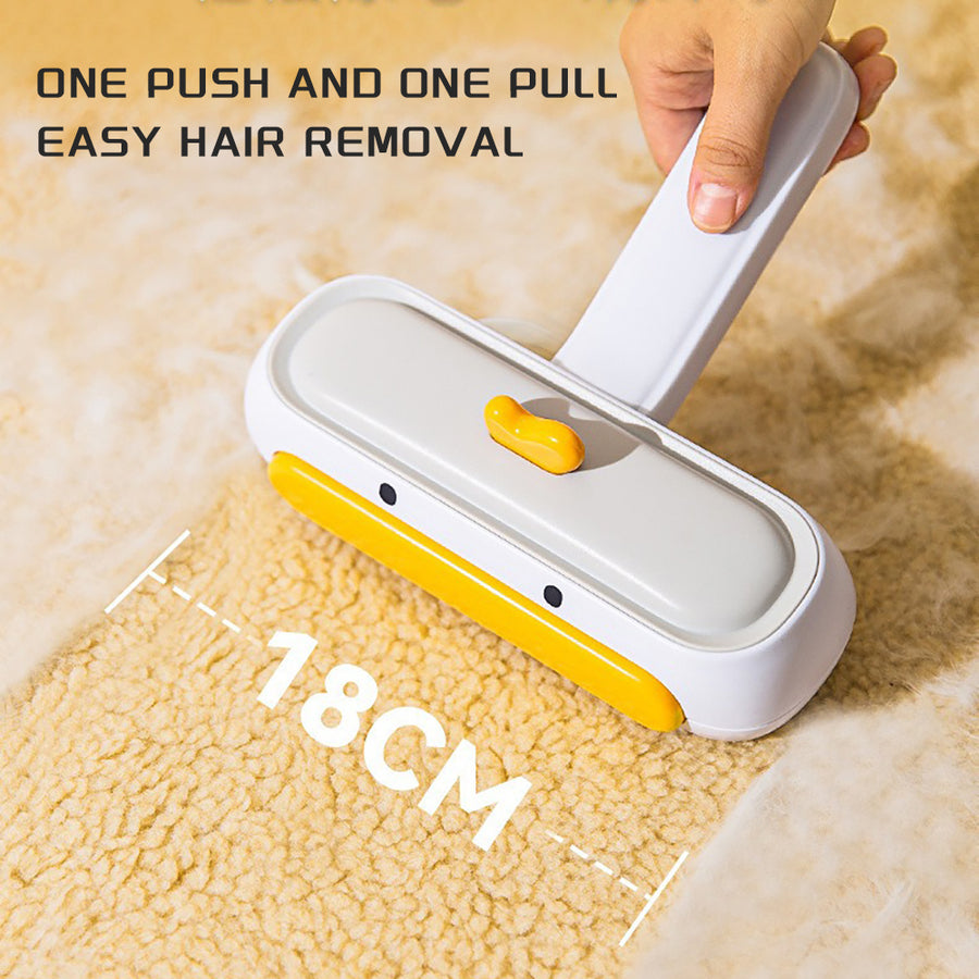 Hair removal tool being used on a carpet