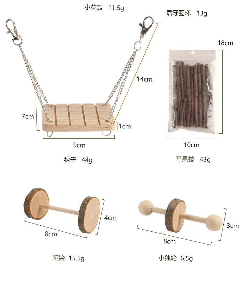 Hamster Play and Chewing Wooden Set