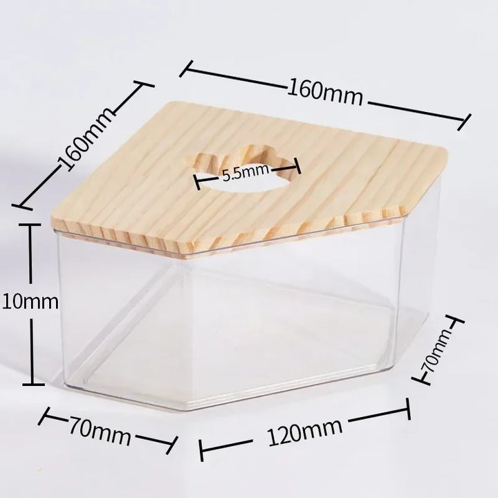 Hamster bathroom transparent container with sand