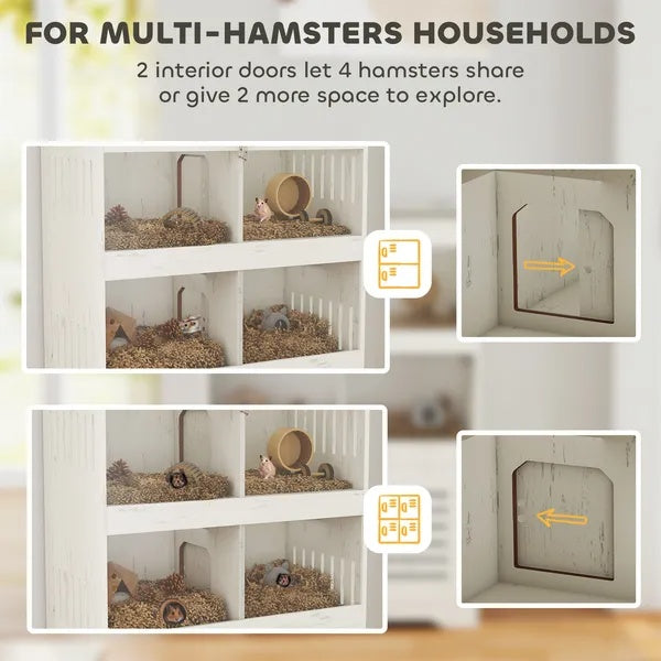 Hamster cage with clear front panels