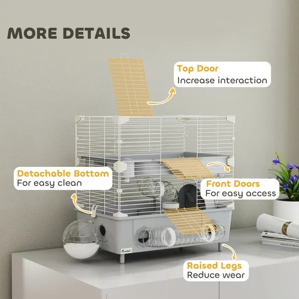 Hamster cage with running wheel