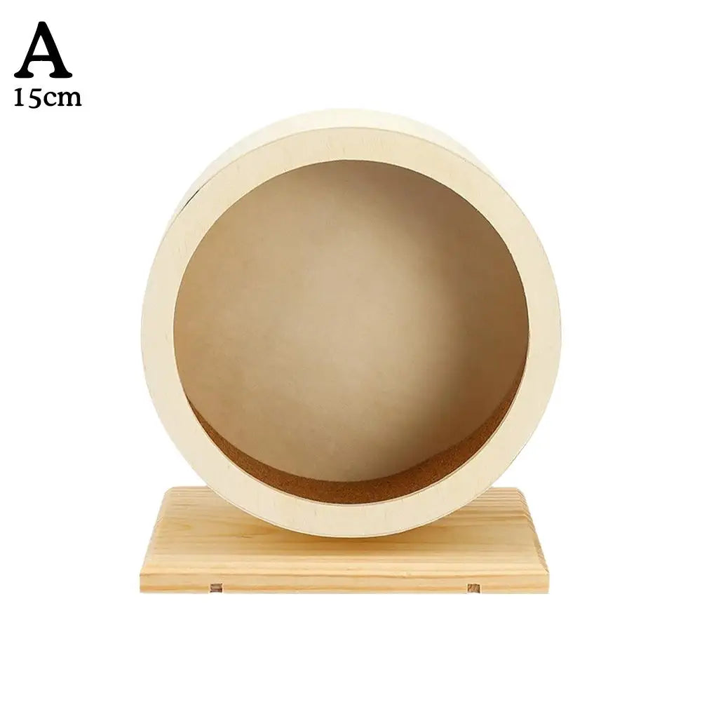 Hamster wheel with wooden bracket