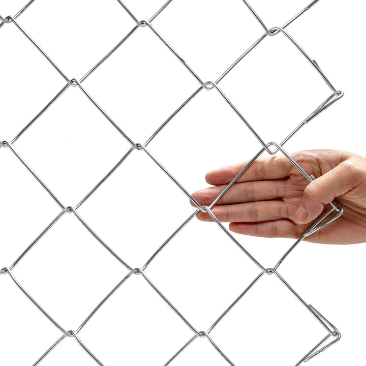 Hand touching a chain-link fence