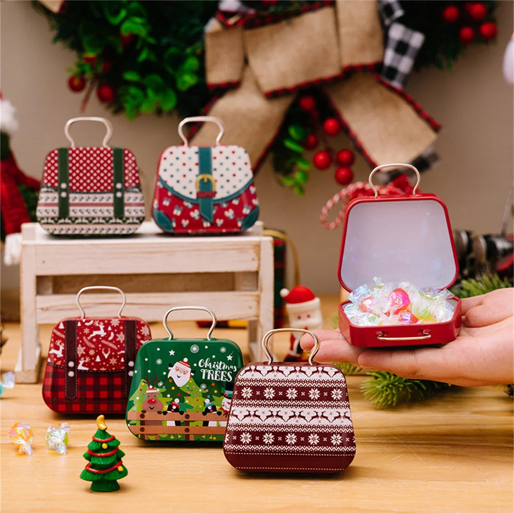 Handbag-style metal box for Christmas decor