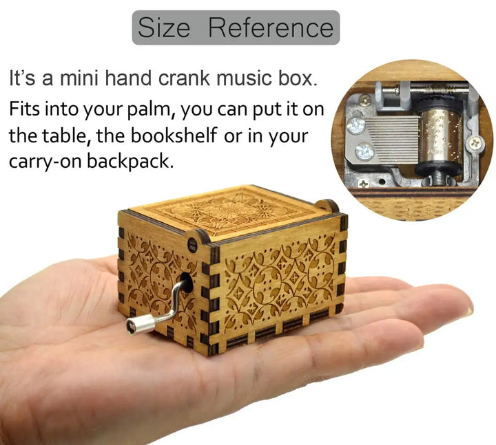 Handcrafted wooden music box with classic melody