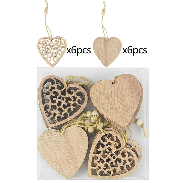 Handmade wooden Christmas ornaments set