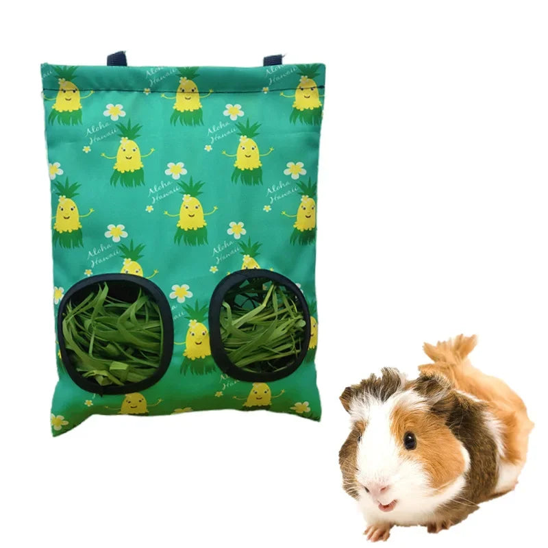 Hanging hay bag for guinea pigs.