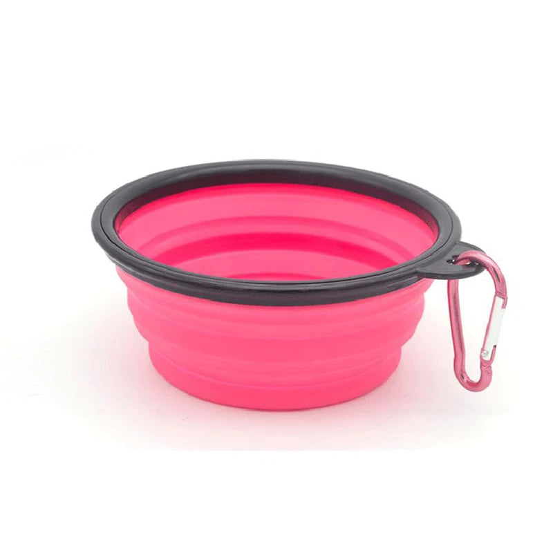 Dogs Feed Supplies Folding Silicone Bowl Portable Puppy Water Container with Carabiner Folding Cats Bowl Travel Pets Accessories