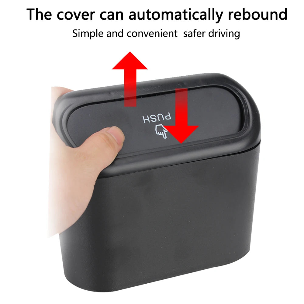 1L Car Trash Bin With Push, Mini Tray Washable Dustbin With Clip Stand Holder For All Cars