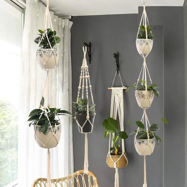 Handmade Plant Hanger - Hanging Basket for Flower Pots, Wall, and Garden Decor