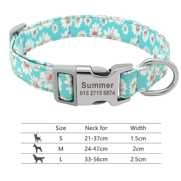 Adjustable Nylon Dog Collar Personalized Dogs Cat ID Collars With Engraved Name Buckle Anti-lost for Small Medium Large Dogs