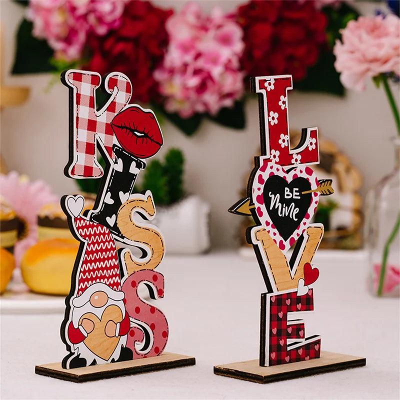 Heart-shaped wooden sign decorations