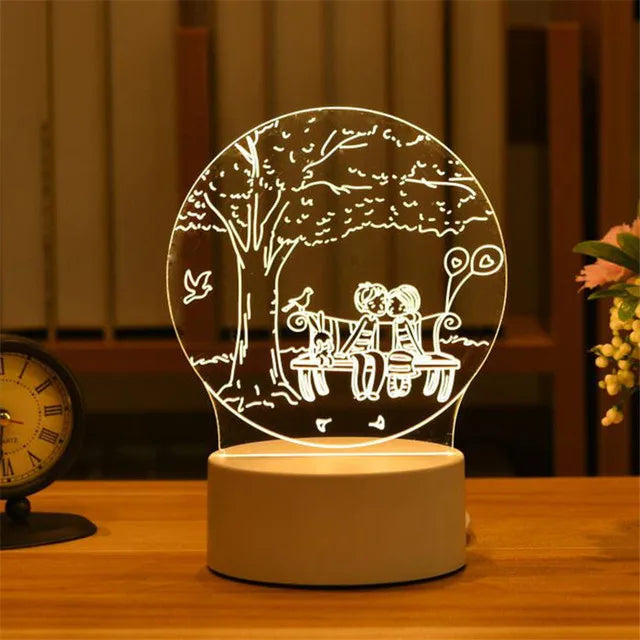 Heart LED table lamp for bedroom