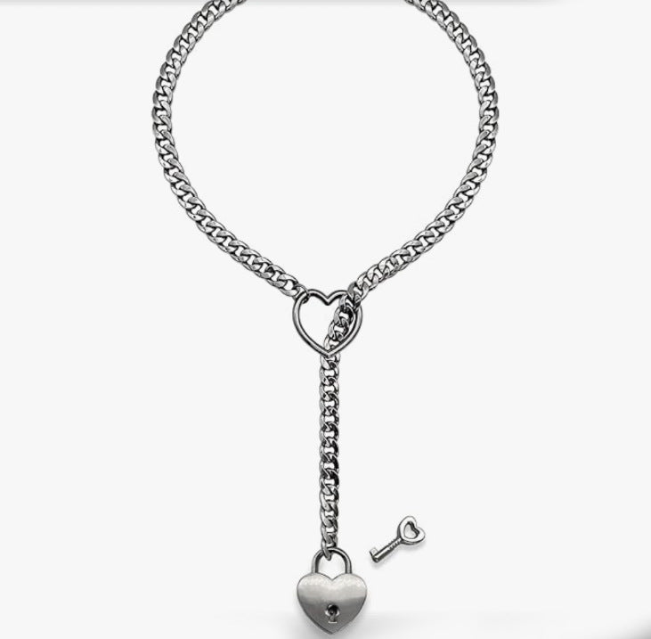 Heart Necklace Heavy Chain